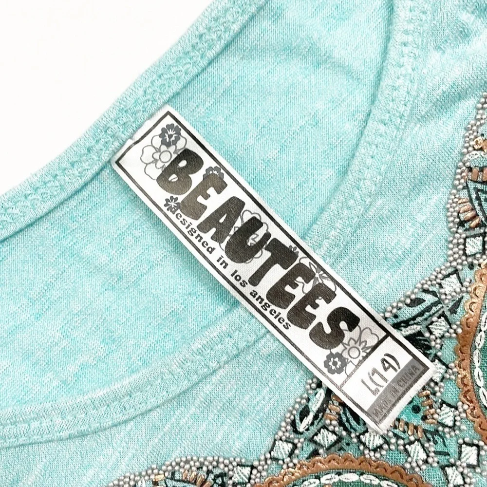 Beautees girls blue owl top